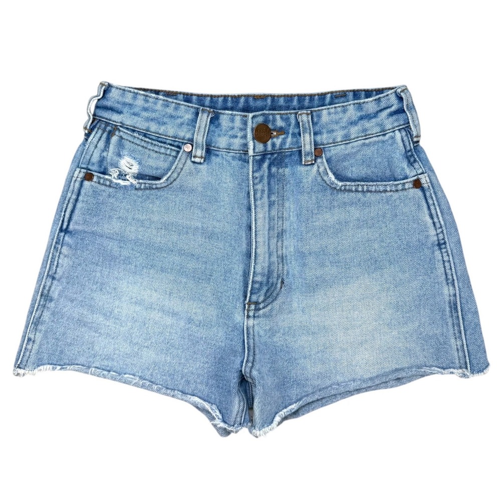 Wrangler x Billabong LAB Womens 24 Denim Shorts High Rise Cutoff Light Wash